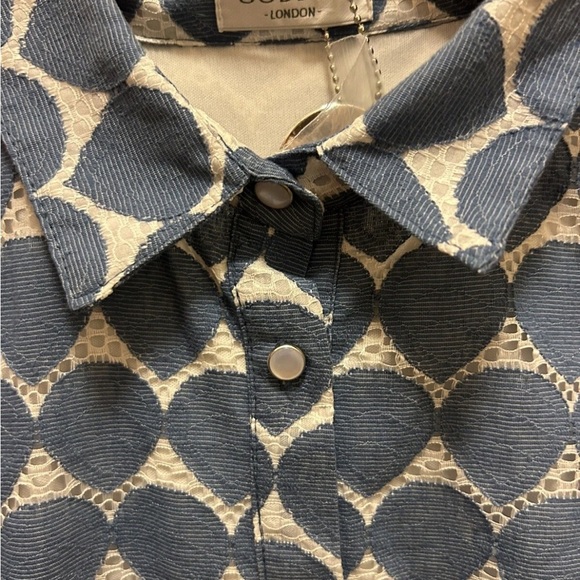 GODDIVA of London Blue and White Button-Up Dress Sz 8 NWT!! - Picture 3 of 16